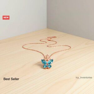 Solid Rose Gold Butterfly Pendant Necklace Elegant Minimal Fine Jewelry